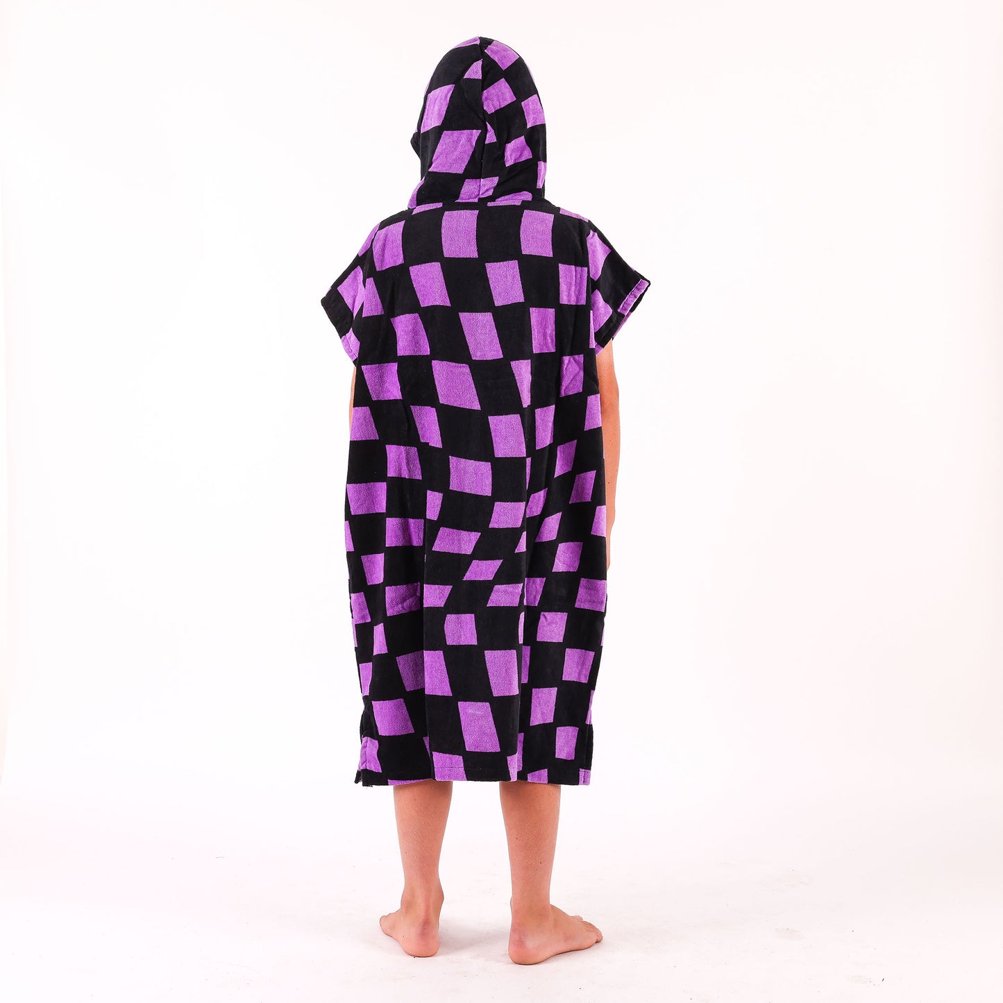 Check Warp Hooded Towel - Purple