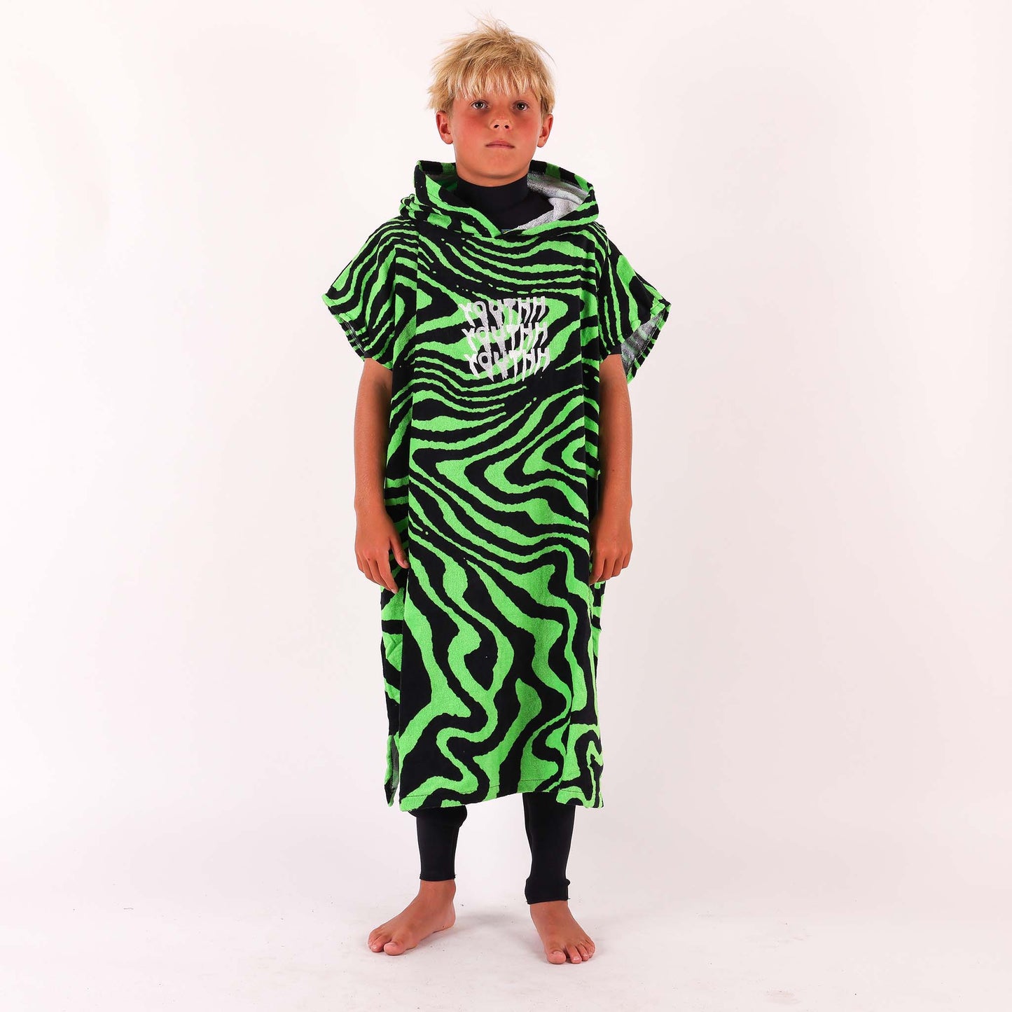 Check Warp Hooded Towel - Neon Black